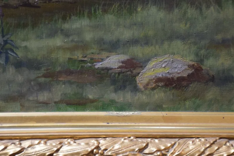 Pamono Large Countryside Landscape, 19th Century, Painting on Canvas, Framed> Classical