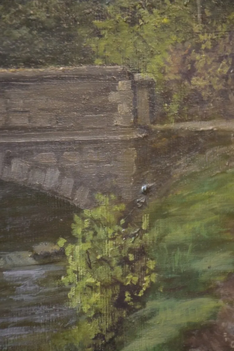 Pamono Large Countryside Landscape, 19th Century, Painting on Canvas, Framed> Classical