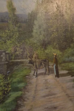 Pamono Large Countryside Landscape, 19th Century, Painting on Canvas, Framed><noscript><img width=