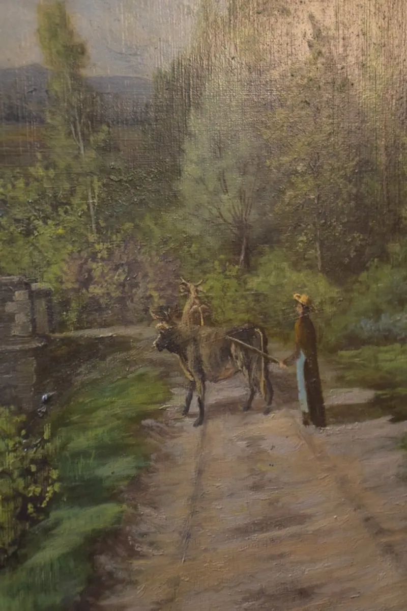 Pamono Large Countryside Landscape, 19th Century, Painting on Canvas, Framed> Classical