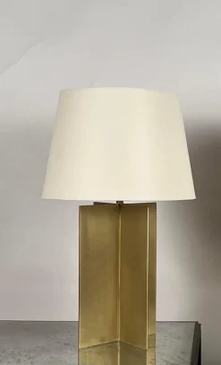 Pamono Large Croisillon Brass Lamps with Parchment Shades by Atelier Cabanel, Set of 2> Table Lamps