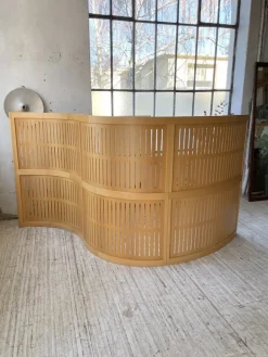 Pamono Large Curved Beech Screen, 1980s, Set of 3