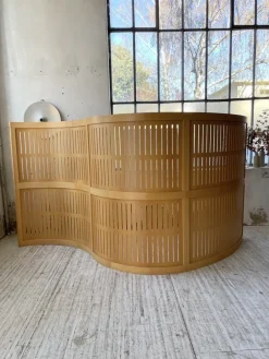 Pamono Large Curved Beech Screen, 1980s, Set of 3