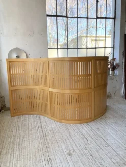 Pamono Large Curved Beech Screen, 1980s, Set of 3