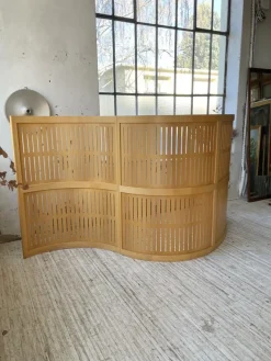 Pamono Large Curved Beech Screen, 1980s, Set of 3