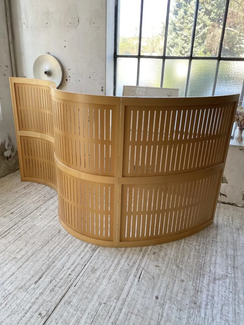Pamono Large Curved Beech Screen, 1980s, Set of 3