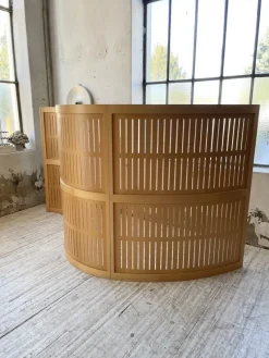 Pamono Large Curved Beech Screen, 1980s, Set of 3