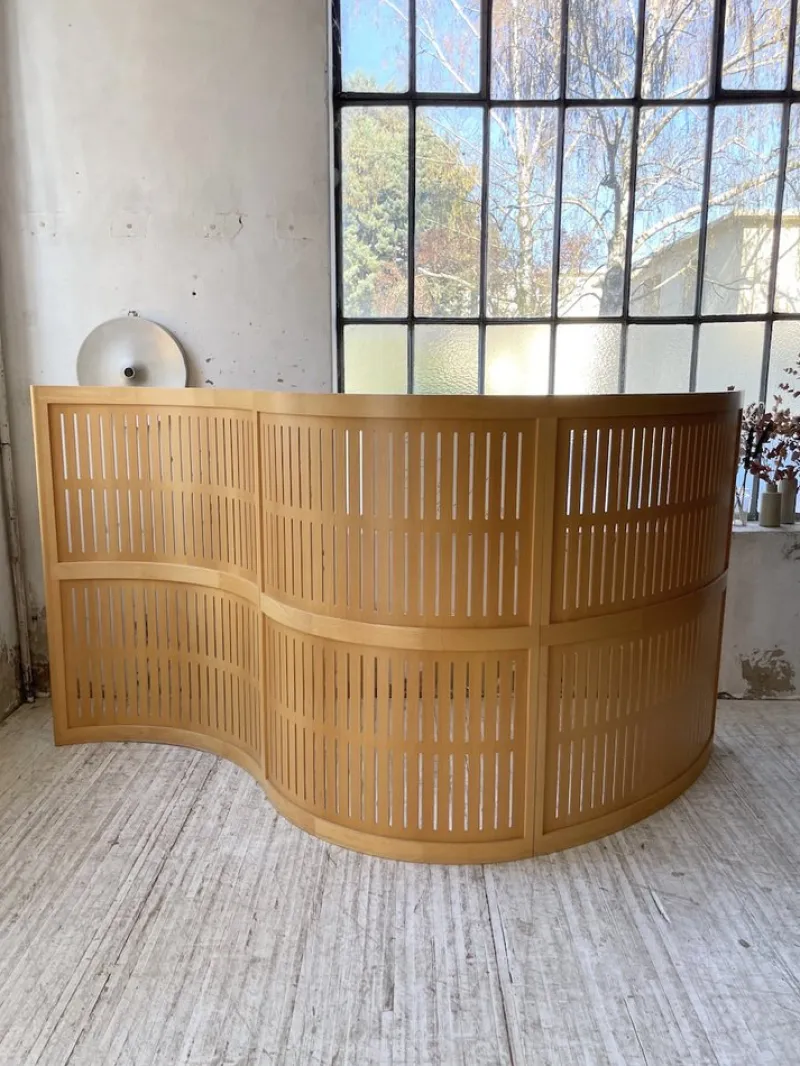 Pamono Large Curved Beech Screen, 1980s, Set of 3