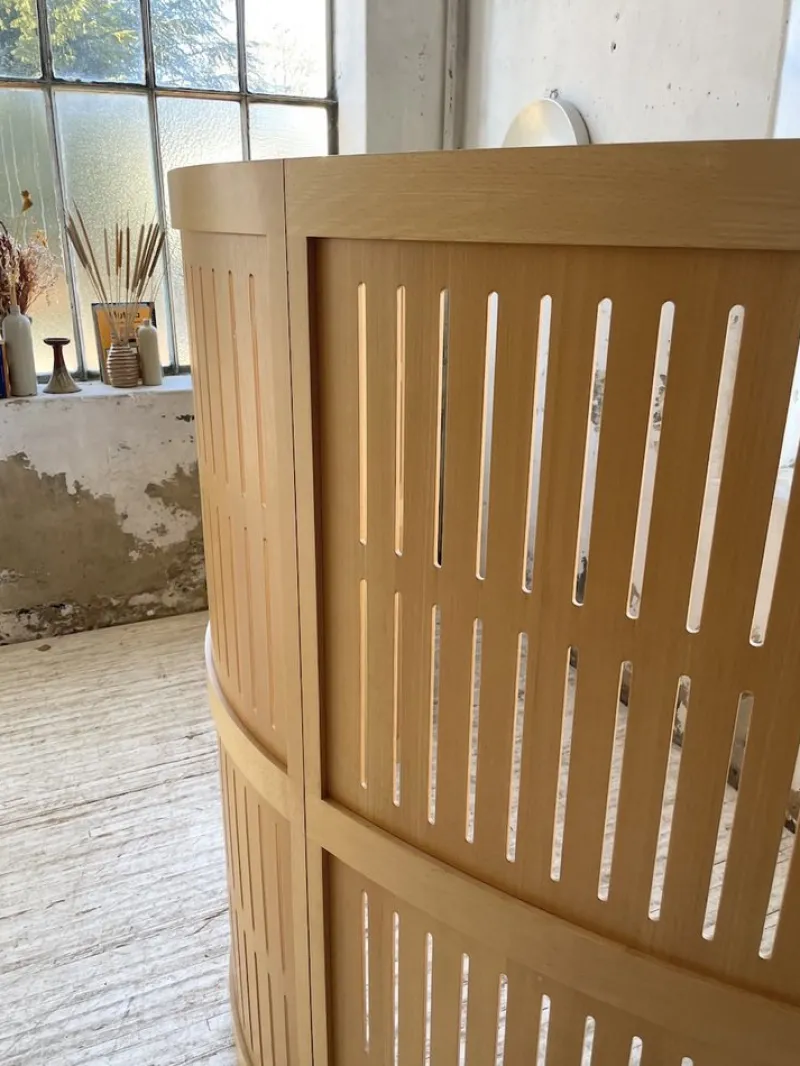 Pamono Large Curved Beech Screen, 1980s, Set of 3