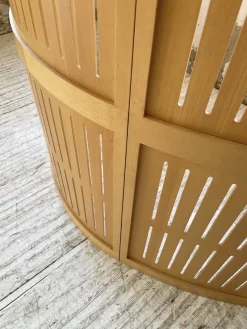 Pamono Large Curved Beech Screen, 1980s, Set of 3