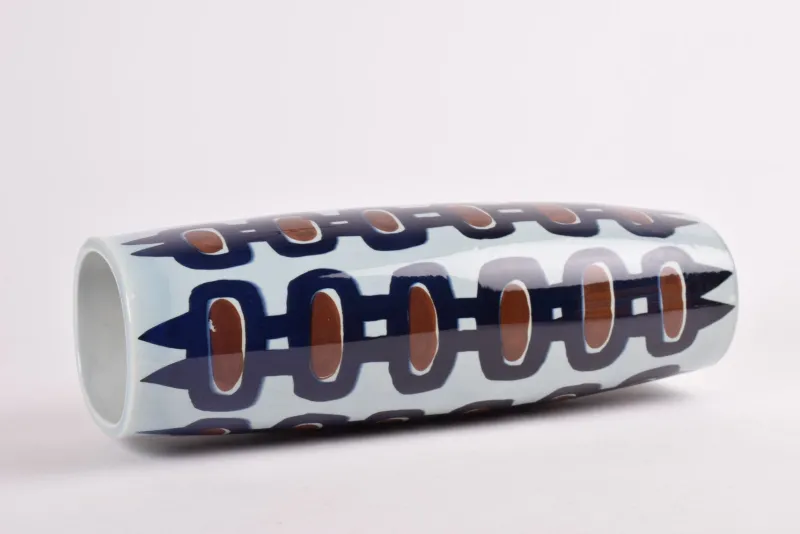 Pamono Large Danish Modern Tenera Vase with Hand-Painted Decor by Inge-Lise Koefoed for Royal Copenhagen, 1990s> Vases