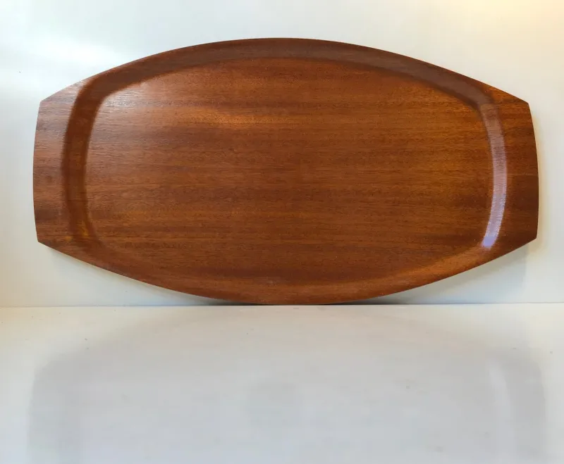Pamono Large Danish Teak Veneer Serving Tray from Silva, 1960s> Trays