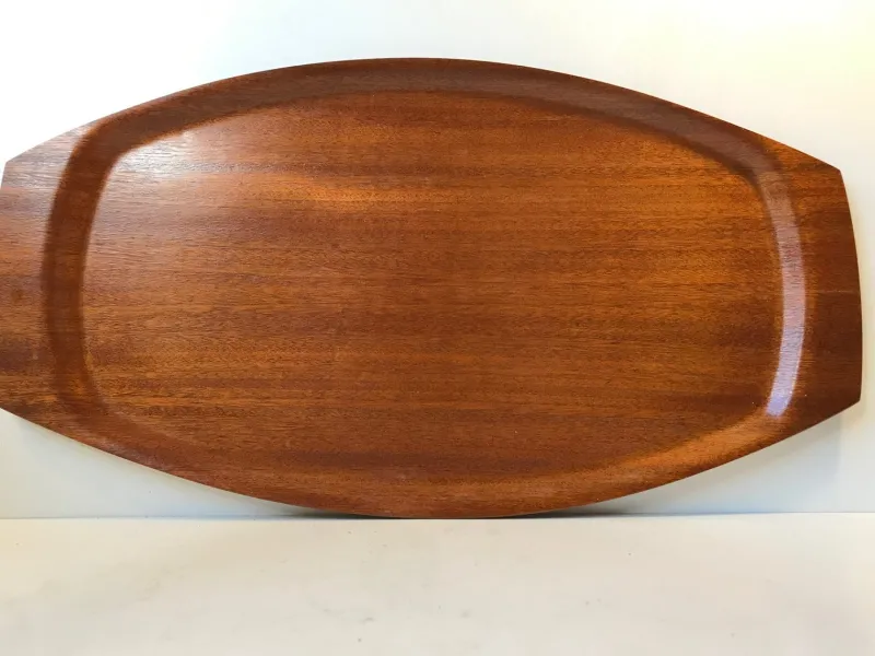 Pamono Large Danish Teak Veneer Serving Tray from Silva, 1960s> Trays