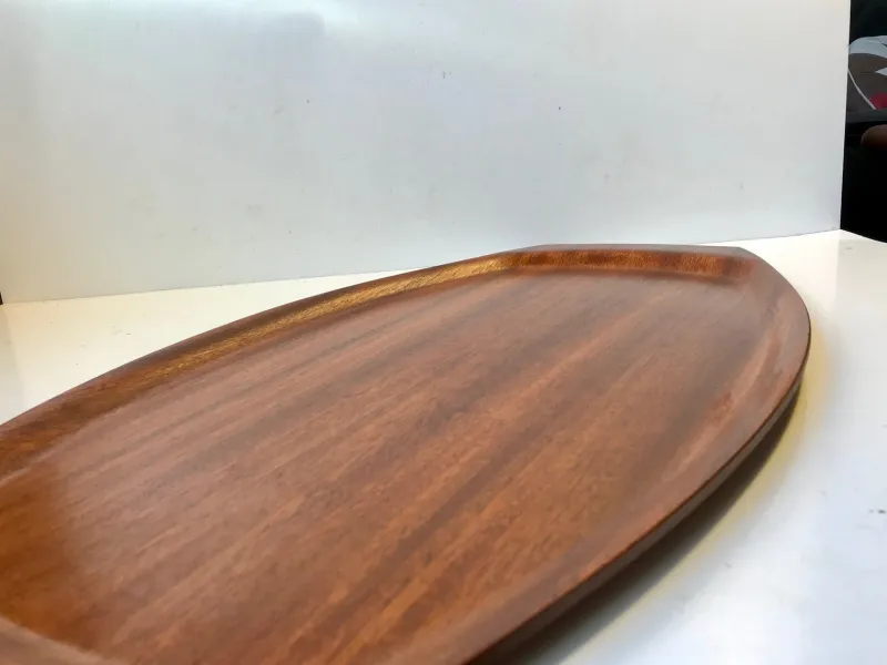 Pamono Large Danish Teak Veneer Serving Tray from Silva, 1960s> Trays