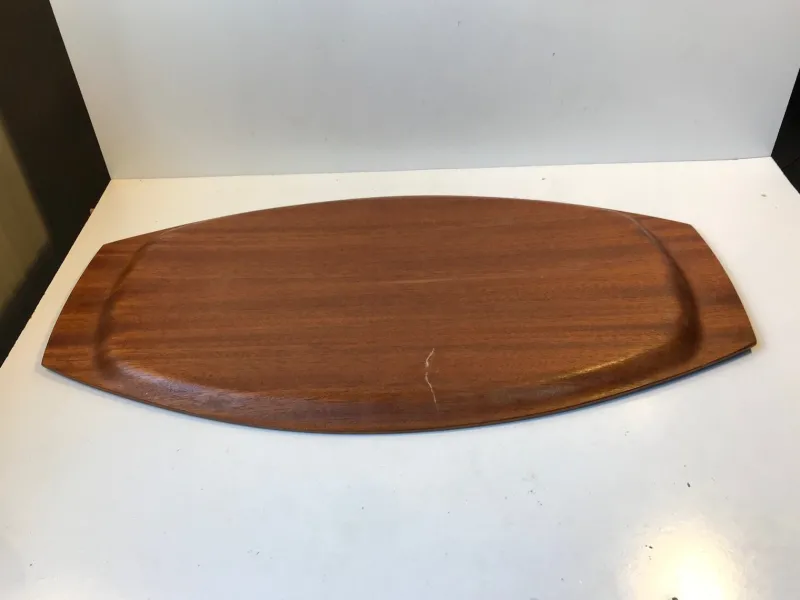 Pamono Large Danish Teak Veneer Serving Tray from Silva, 1960s> Trays