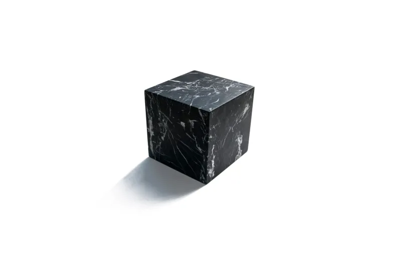 Pamono Large Decorative Paperweight Cube in Black Marquina Marble> Decorative Objects