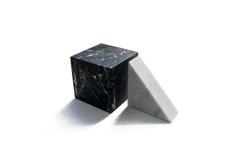Pamono Large Decorative Paperweight Cube in Black Marquina Marble> Decorative Objects