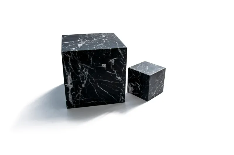 Pamono Large Decorative Paperweight Cube in Black Marquina Marble> Decorative Objects