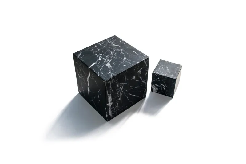 Pamono Large Decorative Paperweight Cube in Black Marquina Marble> Decorative Objects