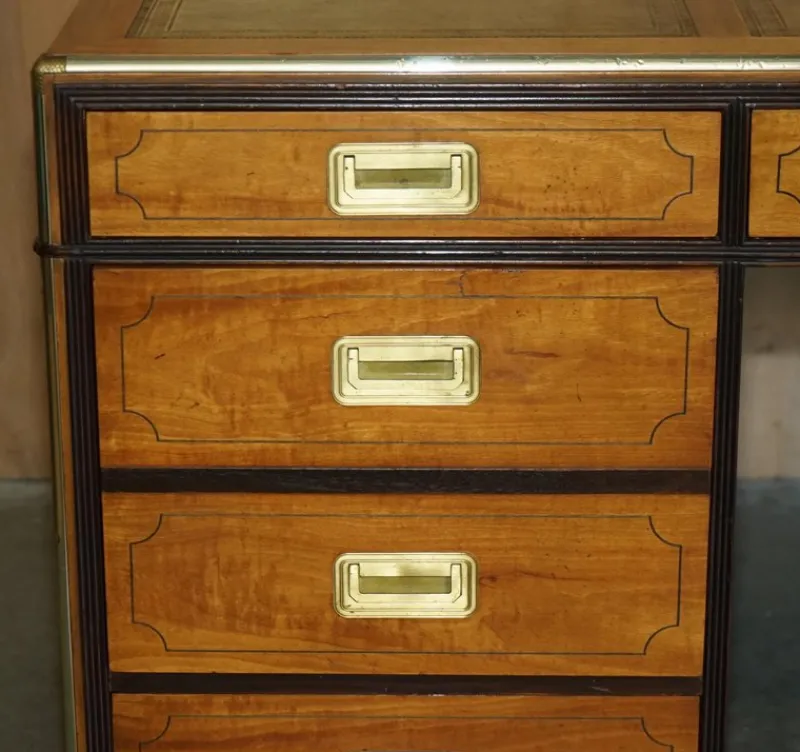 Pamono Large Double Sided Military Campaign Twin Pedestal Desk> Desks