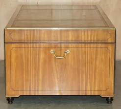 Pamono Large Double Sided Military Campaign Twin Pedestal Desk><noscript><img width=