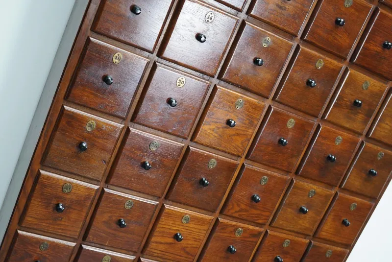 Pamono Large Dutch Oak Apothecary Cabinet, 1920s> Cabinets & Wardrobes