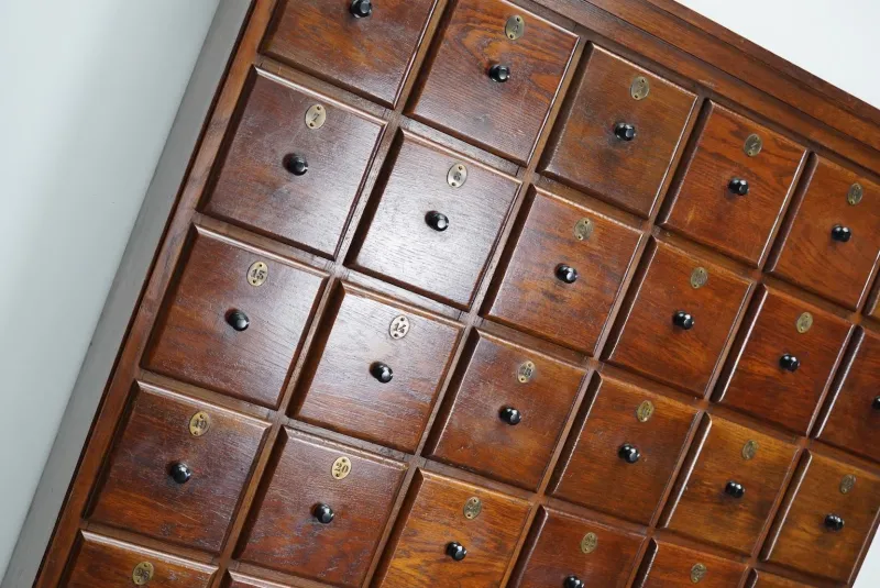 Pamono Large Dutch Oak Apothecary Cabinet, 1920s> Cabinets & Wardrobes