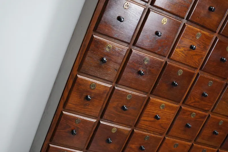 Pamono Large Dutch Oak Apothecary Cabinet, 1920s> Cabinets & Wardrobes