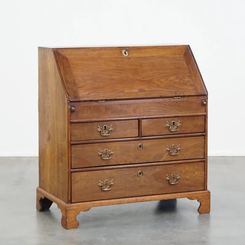 Discount Pamono Large Early 19th Century English Oak Secretary with a Stepped Interior and Working Locks