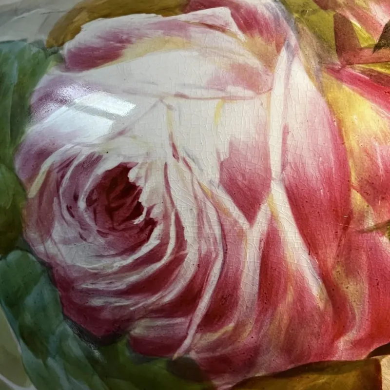 Pamono Large Earthenware Ceramic Roses Floral Planter, 1900s> Planters And Jardiniere