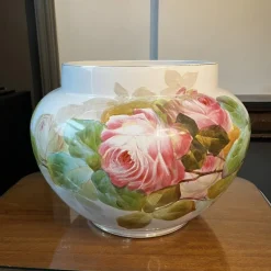 Pamono Large Earthenware Ceramic Roses Floral Planter, 1900s><noscript><img width=