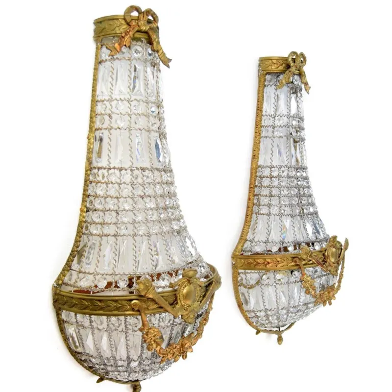 Pamono Large Empire-Style Wall Sconces, 1970s, Set of 2> Wall Lights & Sconces