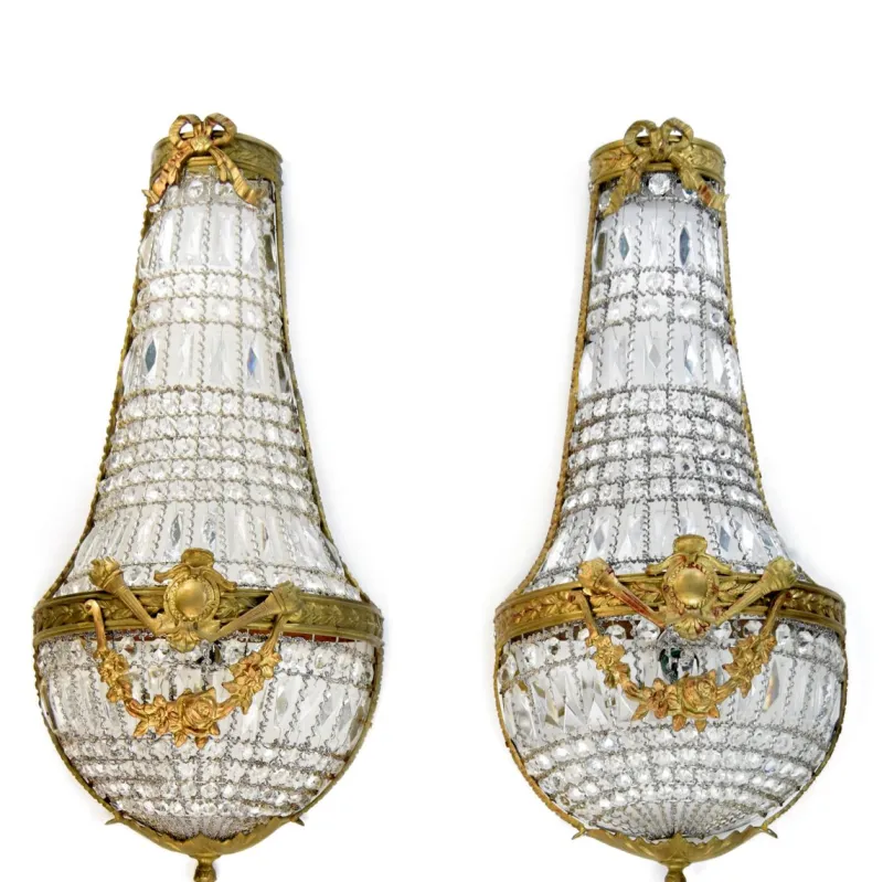 Pamono Large Empire-Style Wall Sconces, 1970s, Set of 2> Wall Lights & Sconces