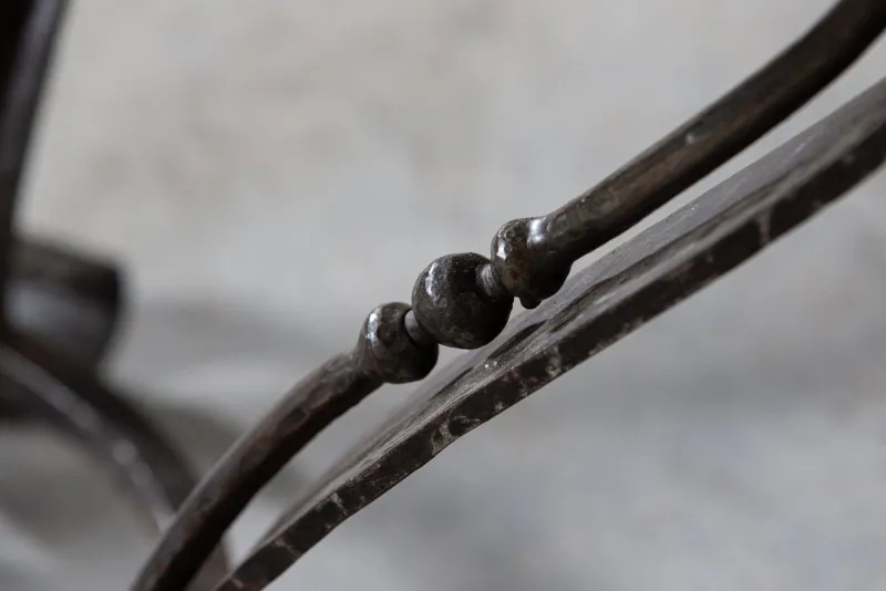 Pamono Large English Circular Marble Top Wrought Iron Table, 1950s> Garden Tables