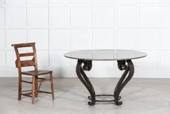 Pamono Large English Circular Marble Top Wrought Iron Table, 1950s><noscript><img width=