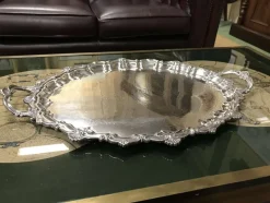 Outlet Pamono Large English Silver Metal Tray, 1930s
