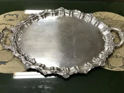 Outlet Pamono Large English Silver Metal Tray, 1930s