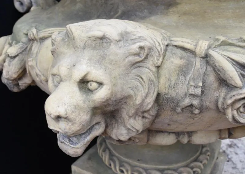 Pamono Large English Stone Garden Urn on Pedestal Plinth> Garden Accessories