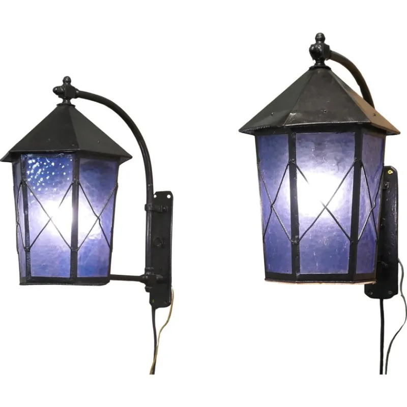 Outlet Pamono Large Entrance Door Wall Lanterns, 1920s, Set of 2