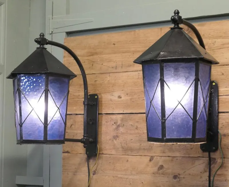 Outlet Pamono Large Entrance Door Wall Lanterns, 1920s, Set of 2