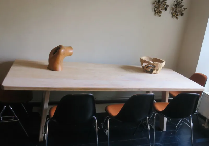 Clearance Pamono Large Farmhouse Dining Table in Limed Oak, 1940s-1950s