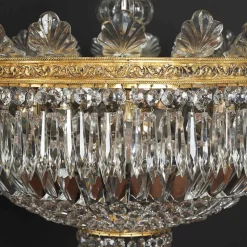 New Pamono Large Five-Light Crystal Ceiling Lamp, 1950s