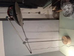 Clearance Pamono Large Floor Lamp in Chromed Metal with Black Acrylic Glass Lampshade and Travertine Base, 1960s