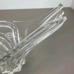 Outlet Pamono Large Floral Crystal Glass Shell Bowl Centerpiece from Art Vannes, France, 1970