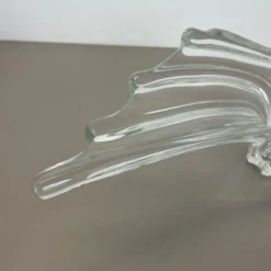 Outlet Pamono Large Floral Crystal Glass Shell Bowl Centerpiece from Art Vannes, France, 1970