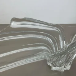 Outlet Pamono Large Floral Crystal Glass Shell Bowl Centerpiece from Art Vannes, France, 1970