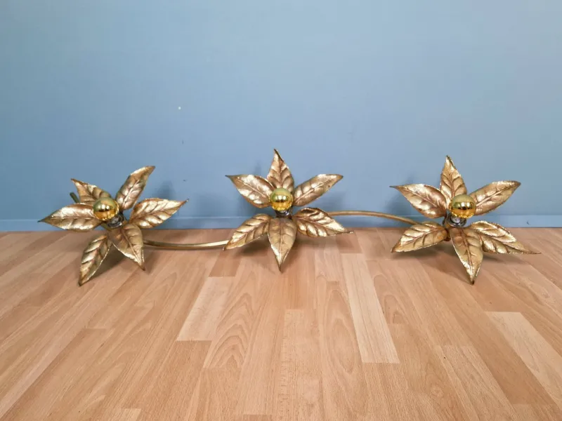 Pamono Large Floral Wall Light attributed to Willy Daro for Massive, Belgium, 1970s> Wall Lights & Sconces