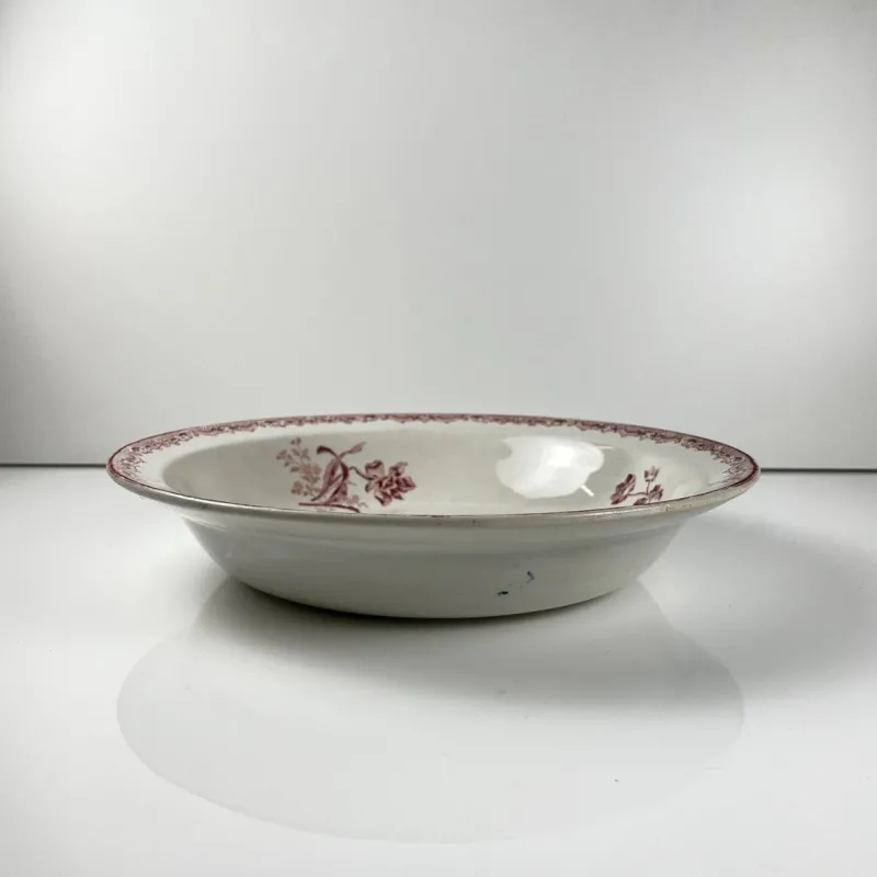 Pamono Large Fontange Hollow Dish in Earthernware from Sarreguemines, 19th-20th Century