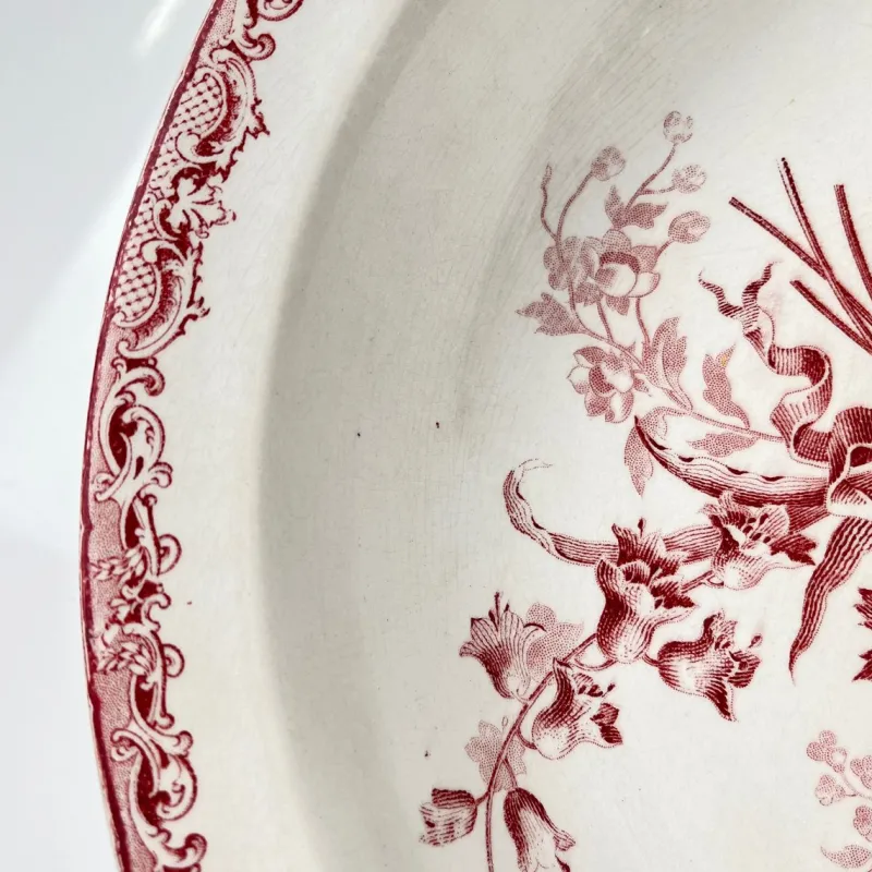 Pamono Large Fontange Hollow Dish in Earthernware from Sarreguemines, 19th-20th Century