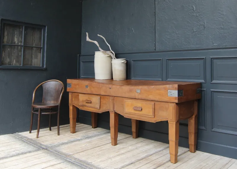 New Pamono Large French Art Deco Butcher's Block Table, 1920s